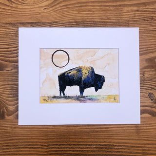 Bison with Circle Art Print 8 x 10